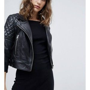All Saints Ainsdale quilted lamb leather Moto Jacket- Size US 10